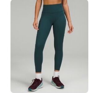 Lululemon Green Fast & Free High-Waisted Leggings with Pockets- 12